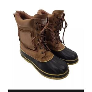 Duck Men's Lace Up High Top Snow Boots Brown Size 7